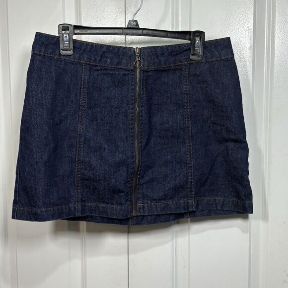 Altar'd State Denim Skirt Womens M Dark Wash Mini Y2K Modest Indie Boho - Picture 3 of 9